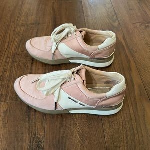 Michael Kors Shoes | Pink & White Allie Satin Women’s Trainer Sneakers Size 6.5
